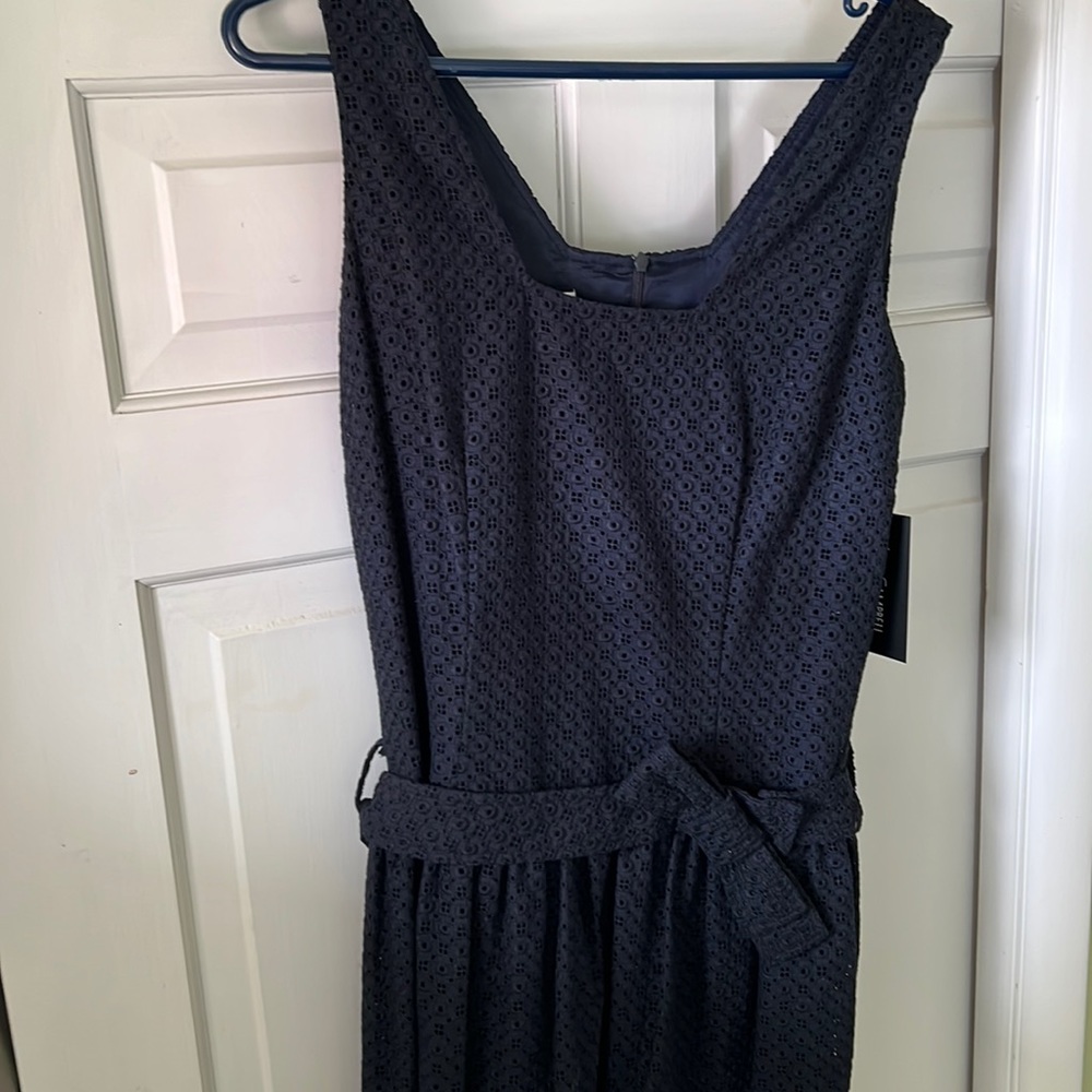 Sara Campbell navy bow eyelet dress